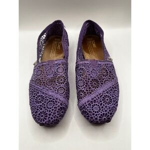 TOMS Women's Purple Crochet Lace Flats Slip On Shoes Size 6.5